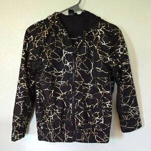 NWT Ideology Black And Gold Windbreaker Raincoat Jacket Size Medium